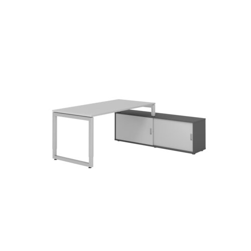 Hammerbacher Schreibtischkombination RSE16 Farbe der Tischplatte grau Farbe des Korpus graphit Farbe des Gestells silber