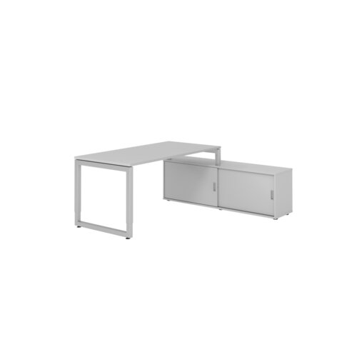Hammerbacher Schreibtischkombination RSE16 Farbe der Tischplatte grau Farbe des Korpus grau Farbe des Gestells silber