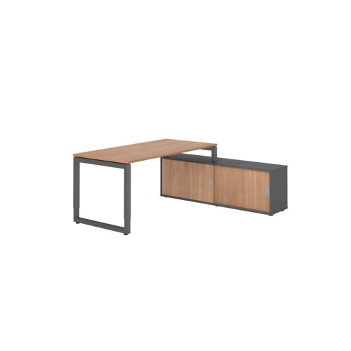 Hammerbacher Schreibtischkombination RSE16 Farbe der Tischplatte nussbaum Farbe des Korpus graphit Farbe des Gestells graphit