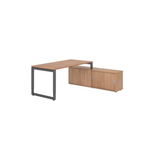 Hammerbacher Schreibtischkombination RSE16 Farbe der Tischplatte nussbaum Farbe des Korpus nussbaum Farbe des Gestells graphit