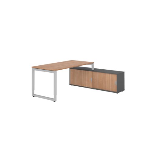 Hammerbacher Schreibtischkombination RSE16 Farbe der Tischplatte nussbaum Farbe des Korpus graphit Farbe des Gestells silber