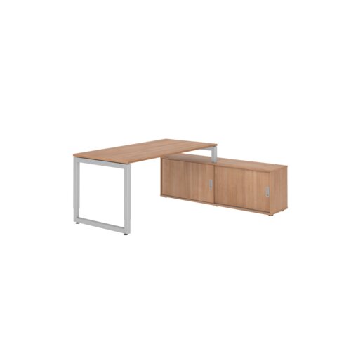 Hammerbacher Schreibtischkombination RSE16 Farbe der Tischplatte nussbaum Farbe des Korpus nussbaum Farbe des Gestells silber