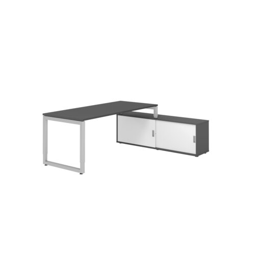 Hammerbacher Schreibtischkombination RSE19 Farbe der Tischplatte graphit Farbe des Korpus grapit Farbe des Gestells silber