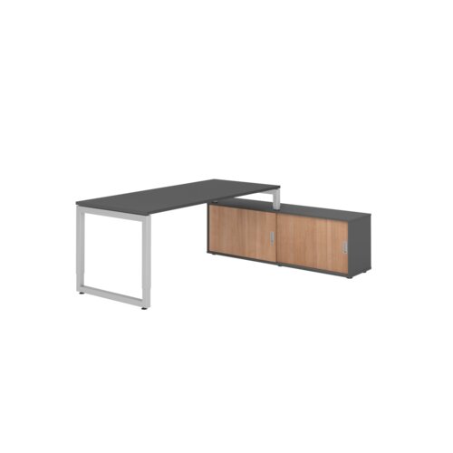Hammerbacher Schreibtischkombination RSE19 Farbe der Tischplatte graphit Farbe des Korpus graphit Farbe des Gestells silber