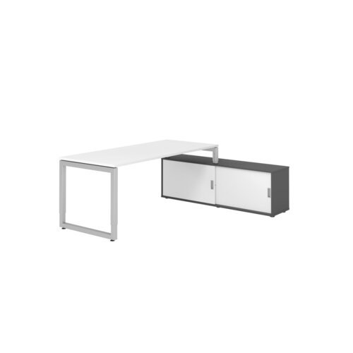 Hammerbacher Schreibtischkombination RSE19 Farbe der Tischplatte weiß Farbe des Korpus graphit Farbe des Gestells silber