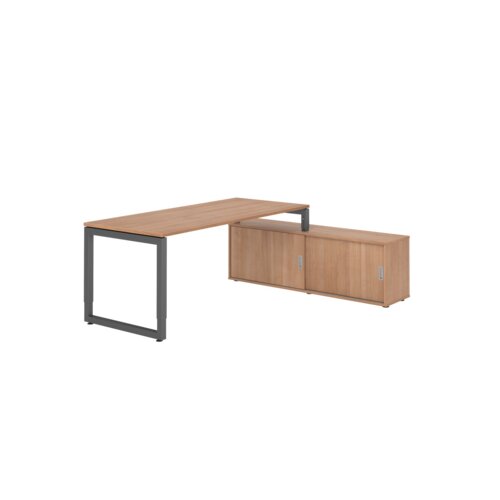 Hammerbacher Schreibtischkombination RSE19 Farbe der Tischplatte nussbaum Farbe des Korpus nussbaum Farbe des Gestells graphit