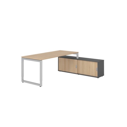 Hammerbacher Schreibtischkombination RSE19 Farbe der Tischplatte eiche Farbe des Korpus graphit Farbe des Gestells silber