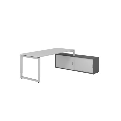 Hammerbacher Schreibtischkombination RSE19 Farbe der Tischplatte grau Farbe des Korpus graphit Farbe des Gestells silber