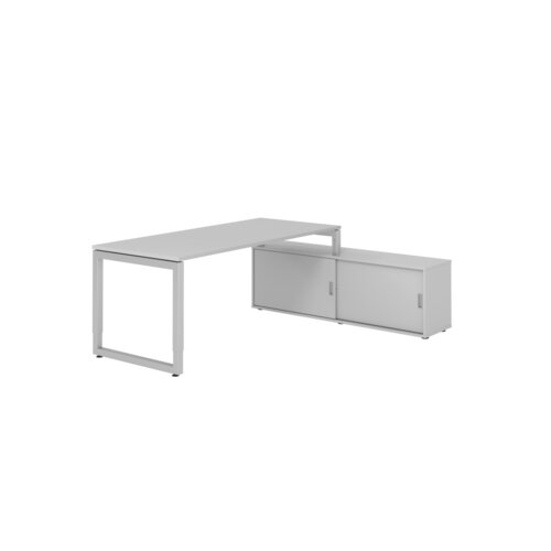 Hammerbacher Schreibtischkombination RSE19 Farbe der Tischplatte grau Farbe des Korpus grau Farbe des Gestells silber