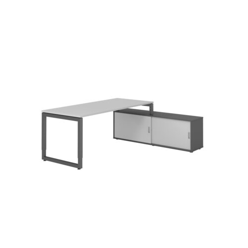Hammerbacher Schreibtischkombination RSE19 Farbe der Tischplatte grau Farbe des Korpus graphit Farbe des Gestells graphit