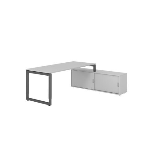 Hammerbacher Schreibtischkombination RSE19 Farbe der Tischplatte grau Farbe des Korpus grau Farbe des Gestells graphit