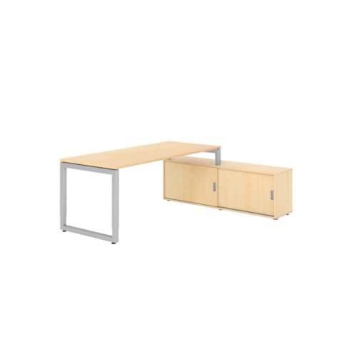 Hammerbacher Schreibtischkombination RSE19 Farbe der Tischplatte ahorn Farbe des Korpus ahorn Farbe des Gestells silber