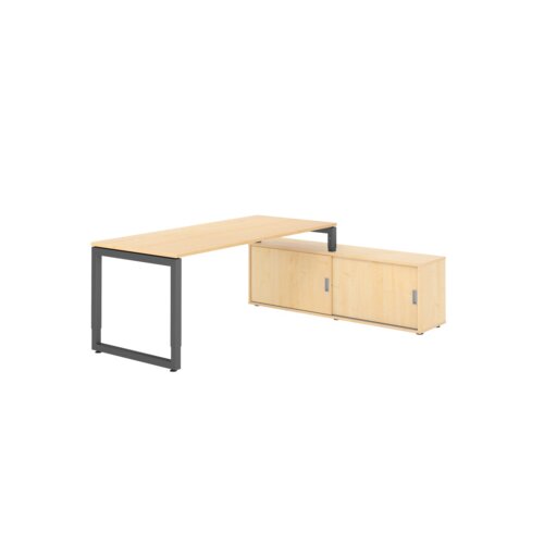 Hammerbacher Schreibtischkombination RSE19 Farbe der Tischplatte ahorn Farbe des Korpus ahorn Farbe des Gestells graphit