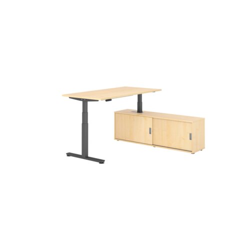 Hammerbacher Schreibtischkombination XDSM16 Farbe der Tischplatte ahorn Farbe des Korpus ahorn Farbe des Gestells graphit