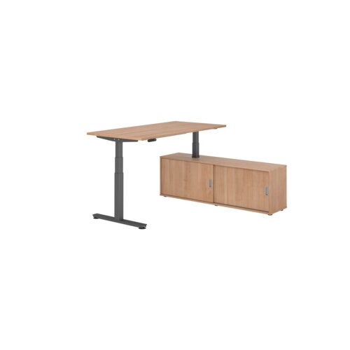 Hammerbacher Schreibtischkombination XDSM16 Farbe der Tischplatte nussbaum Farbe des Korpus nussbaum Farbe des Gestells graphit