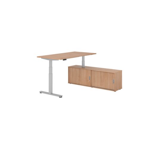 Hammerbacher Schreibtischkombination XDSM16 Farbe der Tischplatte nussbaum Farbe des Korpus nussbaum Farbe des Gestells silber