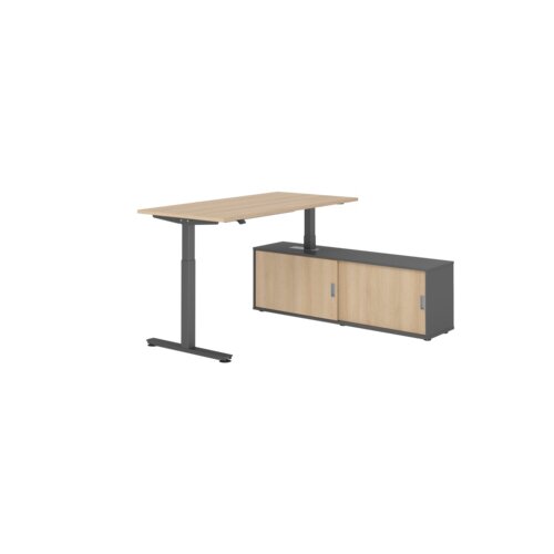 Hammerbacher Schreibtischkombination XMST16 Farbe der Tischplatte eiche Farbe des Korpus graphit Farbe des Gestells graphit