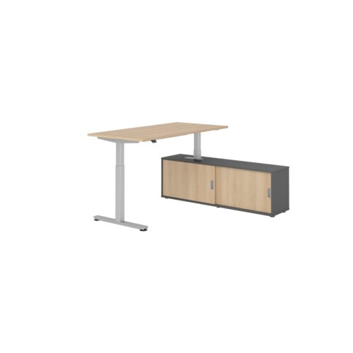 Hammerbacher Schreibtischkombination XMST16 Farbe der Tischplatte eiche Farbe des Korpus graphit Farbe des Gestells silber