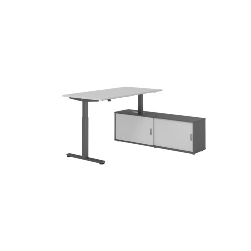 Hammerbacher Schreibtischkombination XMST16 Farbe der Tischplatte grau Farbe des Korpus graphit Farbe des Gestells graphit