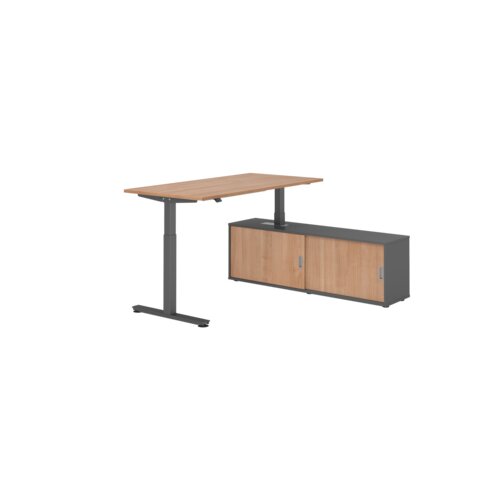 Hammerbacher Schreibtischkombination XMST16 Farbe der Tischplatte nussbaum Farbe des Korpus graphit Farbe des Gestells graphit