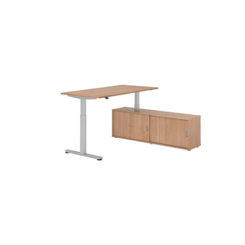 Hammerbacher Schreibtischkombination XMST16 Farbe der Tischplatte nussbaum Farbe des Korpus nussbaum Farbe des Gestells silber