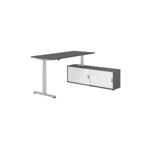 Hammerbacher Schreibtischkombination XMST19 Farbe der Tischplatte graphit Farbe des Korpus graphit Farbe des Gestells silber