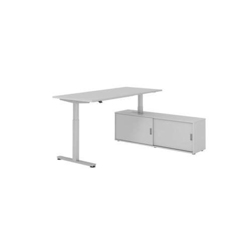 Hammerbacher Schreibtischkombination XMST19 Farbe der Tischplatte grau Farbe des Korpus grau Farbe des Gestells silber