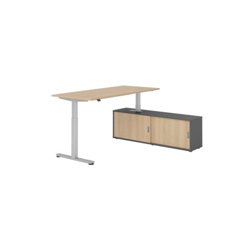 Hammerbacher Schreibtischkombination XMST19 Farbe der Tischplatte eiche Farbe des Korpus graphit Farbe des Gestells silber