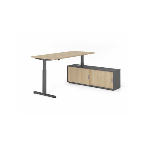 Hammerbacher Schreibtischkombination XMST19 Farbe der Tischplatte eiche Farbe des Korpus graphit Farbe des Gestells graphit