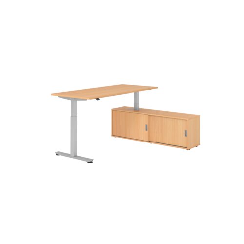 Hammerbacher Schreibtischkombination XMST19 Farbe der Tischplatte buche Farbe des Korpus buche Farbe des Gestells silber