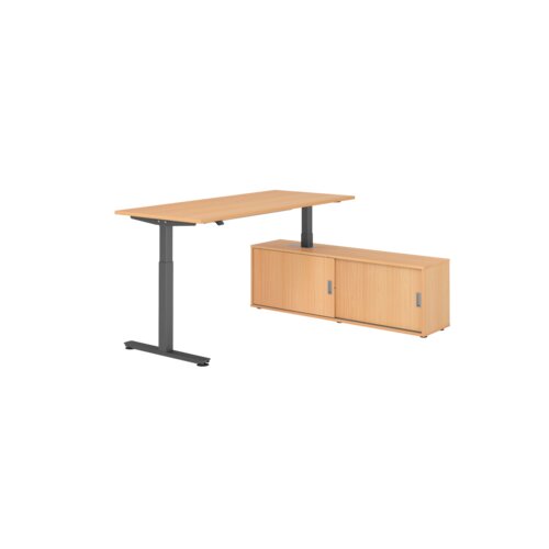 Hammerbacher Schreibtischkombination XMST19 Farbe der Tischplatte buche Farbe des Korpus buche Farbe des Gestells graphit