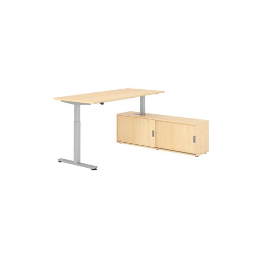 Hammerbacher Schreibtischkombination XMST19 Farbe der Tischplatte ahorn Farbe des Korpus ahorn Farbe des Gestells silber