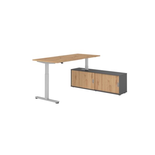 Hammerbacher Schreibtischkombination XMST19 Farbe der Tischplatte asteiche Farbe des Korpus graphit Farbe des Gestells silber