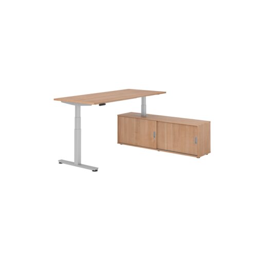 Hammerbacher Schreibtischkombination XDSM19 Farbe der Tischplatte nussbaum Farbe des Korpus nussbaum Farbe des Gestells silber