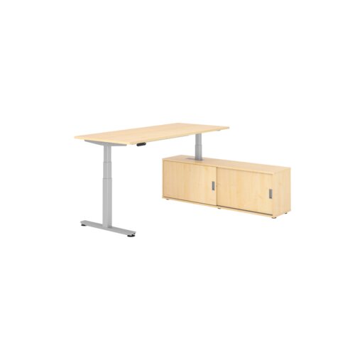 Hammerbacher Schreibtischkombination XDSM19 Farbe der Tischplatte ahorn Farbe des Korpus ahorn Farbe des Gestells silber