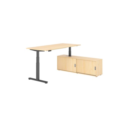 Hammerbacher Schreibtischkombination XDSM19 Farbe der Tischplatte ahorn Farbe des Korpus ahorn Farbe des Gestells graphit