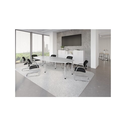 Hammerbacher Konferenztisch KT28C Stahl, verchromt grau