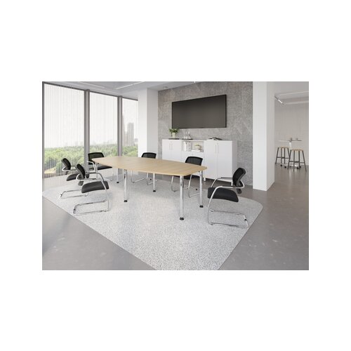 Hammerbacher Konferenztisch KT28C Stahl, verchromt eiche