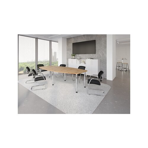 Hammerbacher Konferenztisch KT28C Stahl, verchromt asteiche