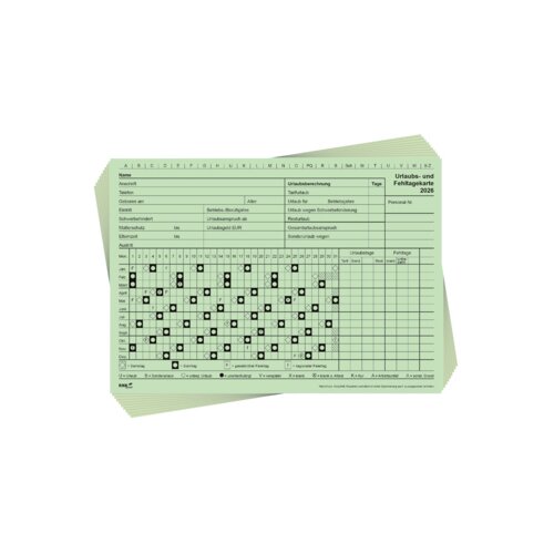 RNK Verlag Fehltagekarte inkl. grafischer Darstellung für 2026