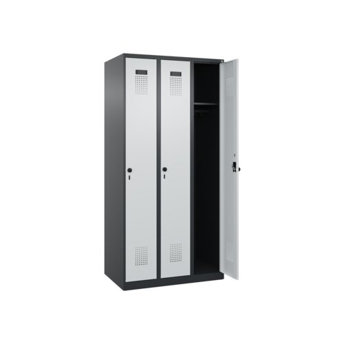 C+P Kleiderspind Evolo PLUS mit Sockel 3 Abteile schwarzgrau