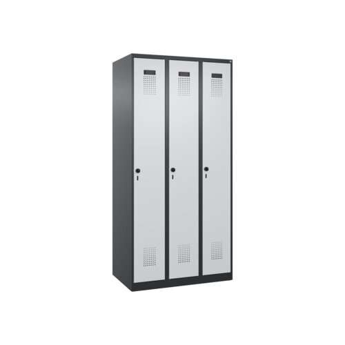 C+P Kleiderspind Evolo PLUS mit Sockel 3 Abteile schwarzgrau