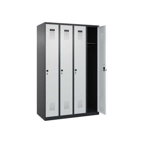 C+P Kleiderspind Evolo PLUS mit Sockel 4 Abteile schwarzgrau