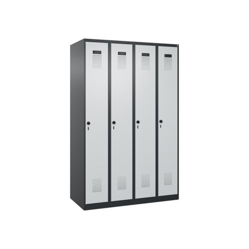 C+P Kleiderspind Evolo PLUS mit Sockel 4 Abteile schwarzgrau