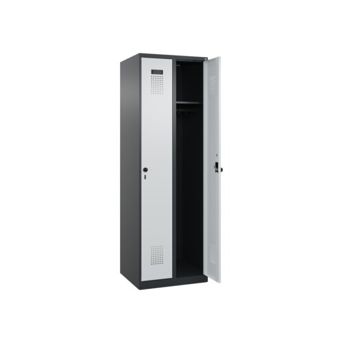 C+P Kleiderspind Evolo PLUS mit Sockel 2 Abteile schwarzgrau