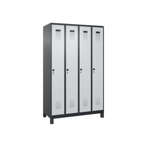 C+P Kleiderspind Evolo PLUS mit Standfuß 4 Abteile schwarzgrau