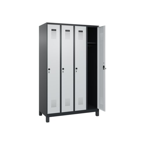 C+P Kleiderspind Evolo PLUS mit Standfuß 4 Abteile schwarzgrau