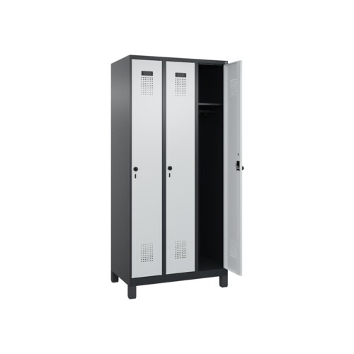 C+P Kleiderspind Evolo PLUS mit Standfuß 3 Abteile schwarzgrau