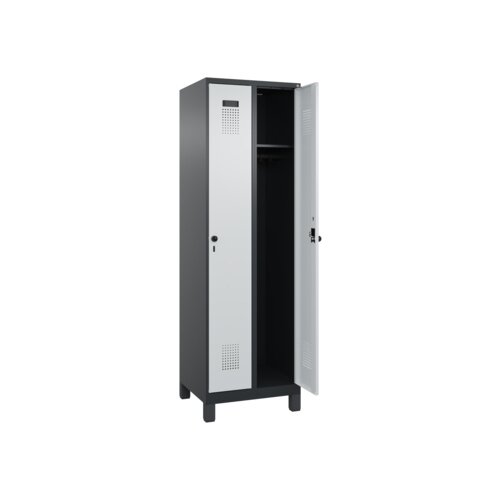 C+P Kleiderspind Evolo PLUS mit Standfuß 2 Abteile schwarzgrau