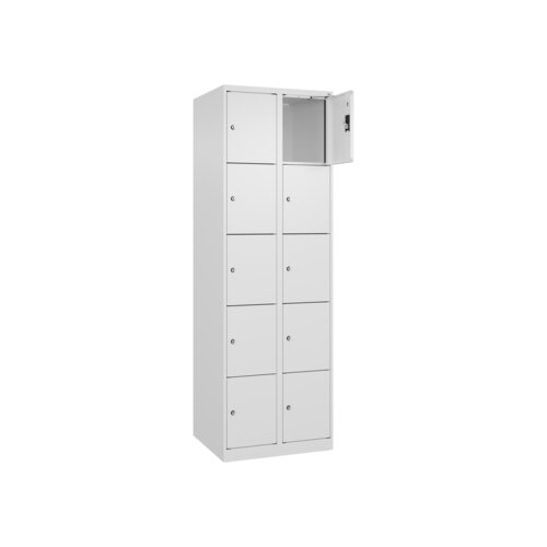 C+P Schließfachschrank Evolo PLUS mit Sockel 10 Fächer verkehrsweiß